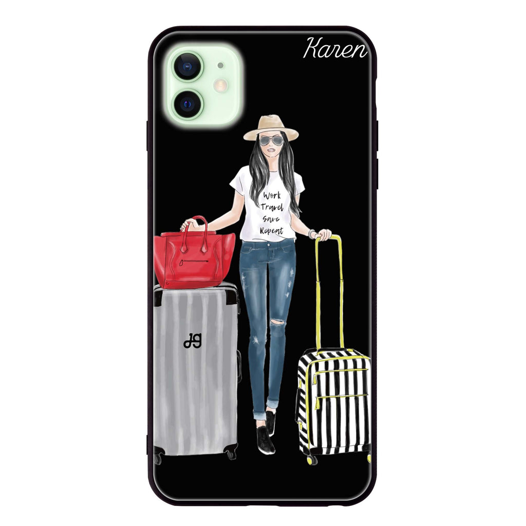 Travel girl I iPhone 12 mini 超薄強化玻璃殻