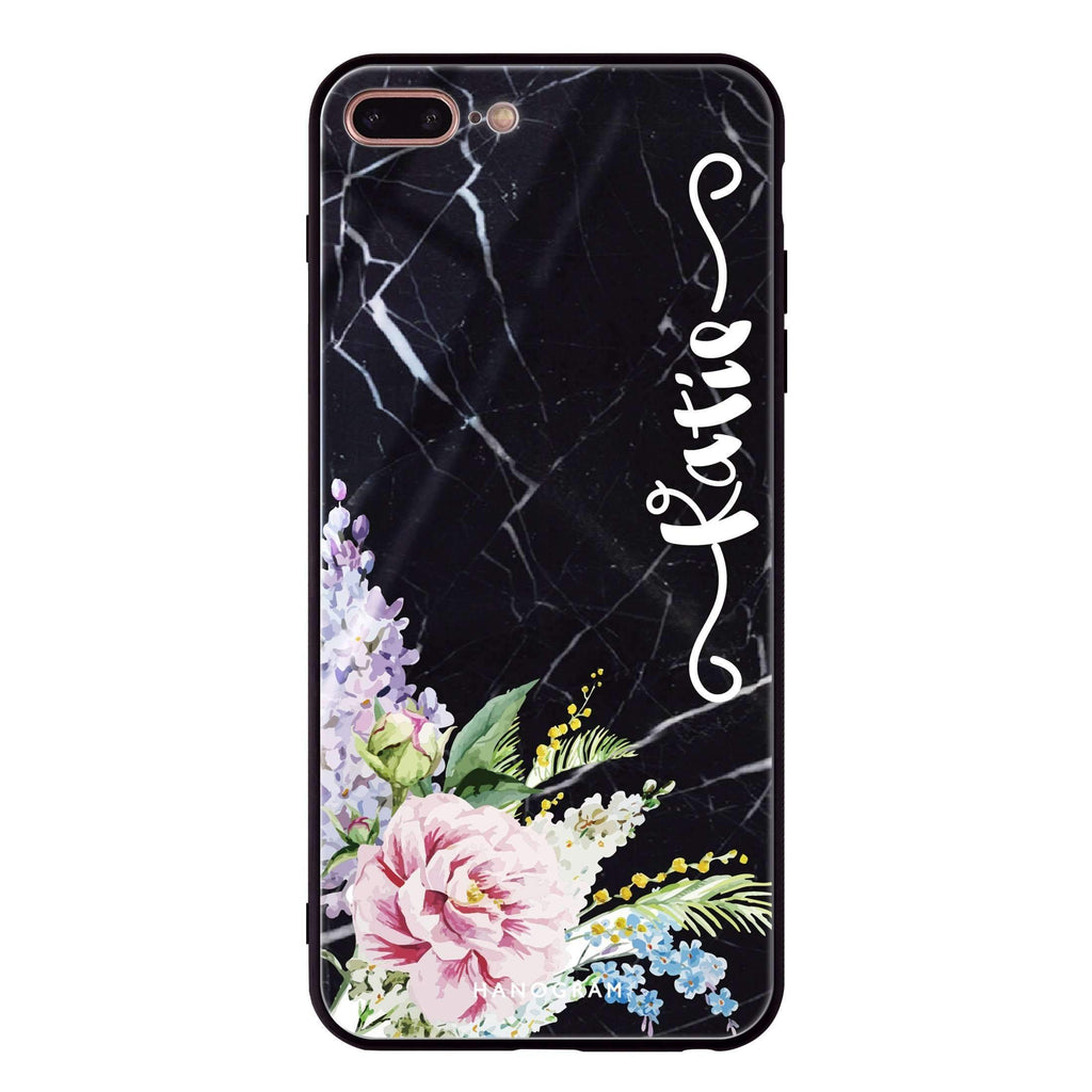 Floral & Black Marble iPhone 8 Plus 超薄強化玻璃殻