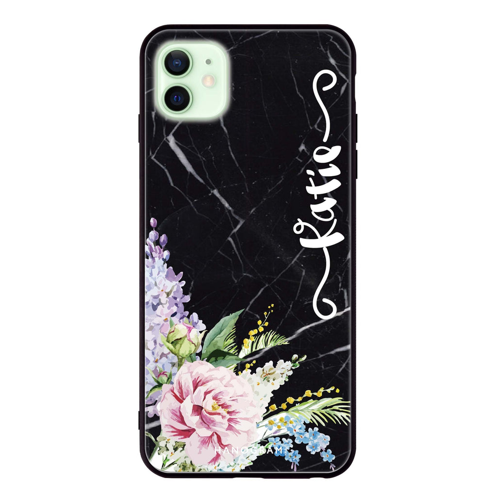 Floral & Black Marble iPhone 12 超薄強化玻璃殻