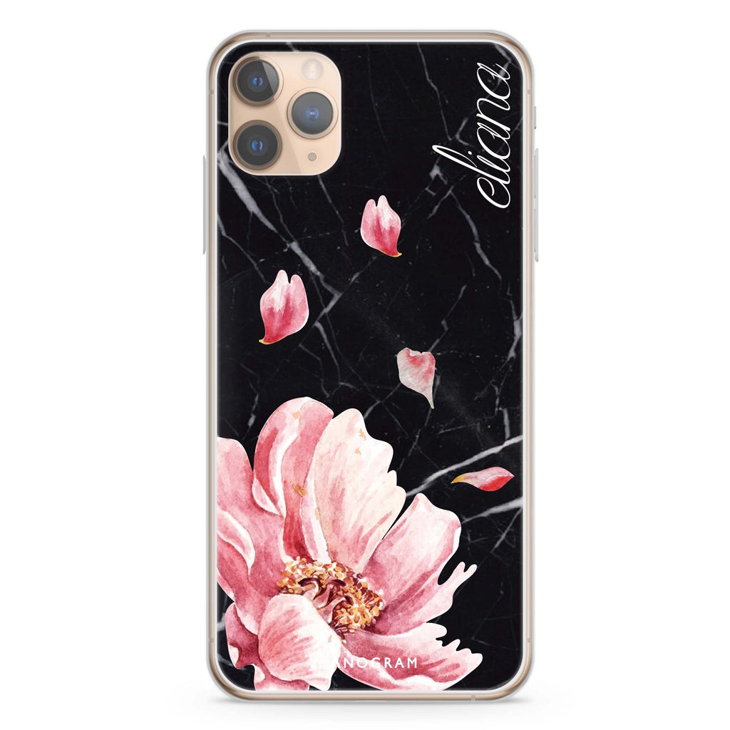 Black Marble & Floral iPhone 11 Pro Max 水晶透明保護殼