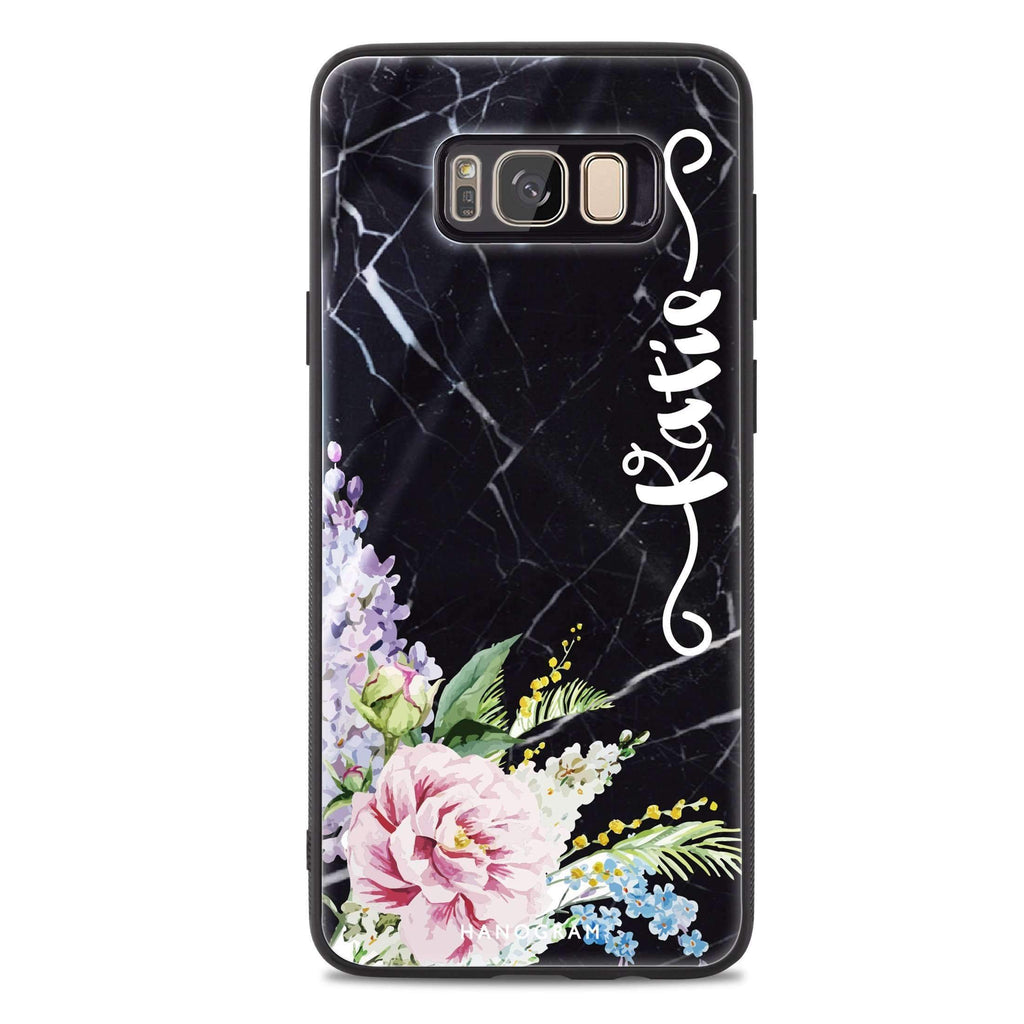 Floral & Black Marble Samsung S8 Plus 超薄強化玻璃殻