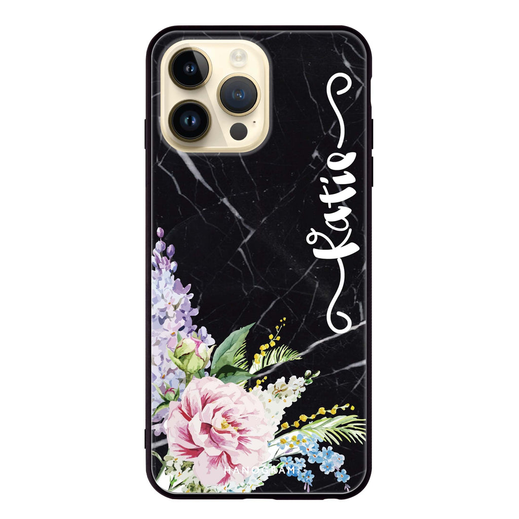 Floral & Black Marble iPhone 超薄強化玻璃殻