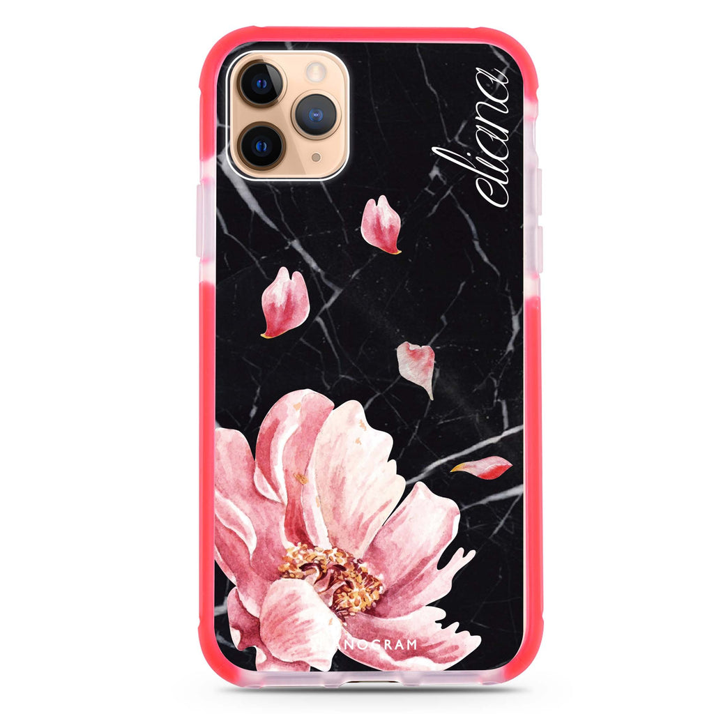 Black Marble & Floral iPhone 11 Pro Max 吸震防摔保護殼