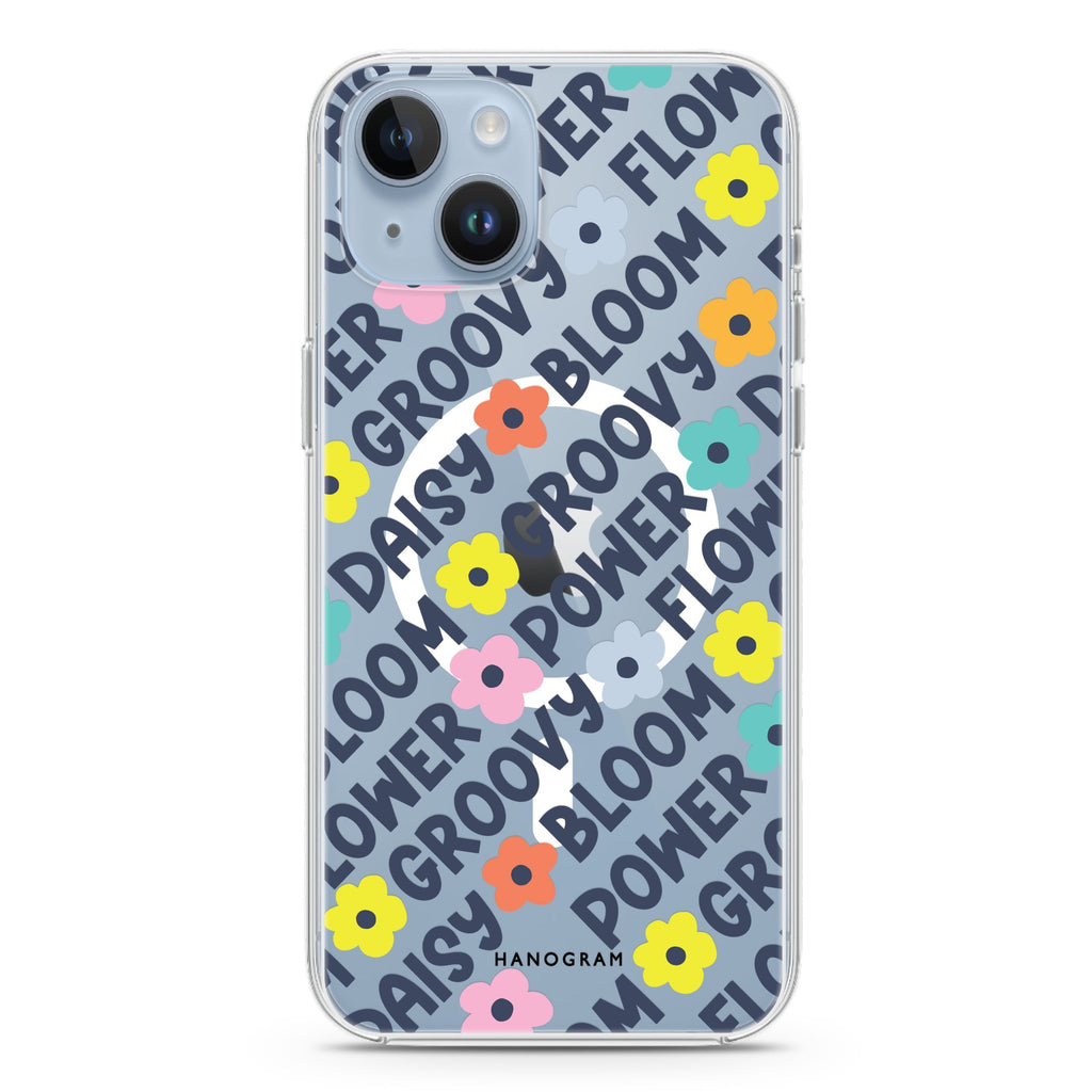 Groovy Flower iPhone 14 Magsafe 兼容水晶透明保護殼
