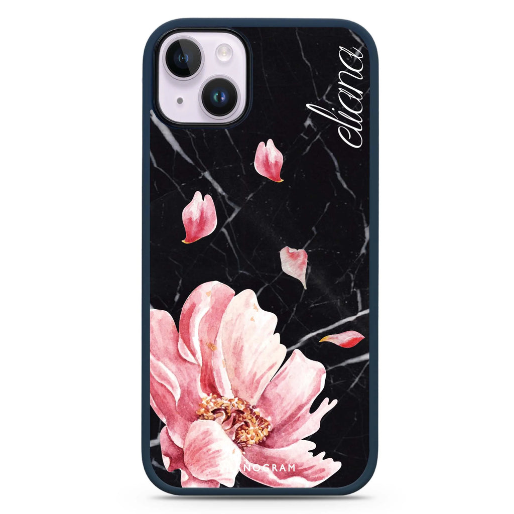 Black Marble & Floral iPhone 14 Plus Magsafe 兼容防衝擊保護殼
