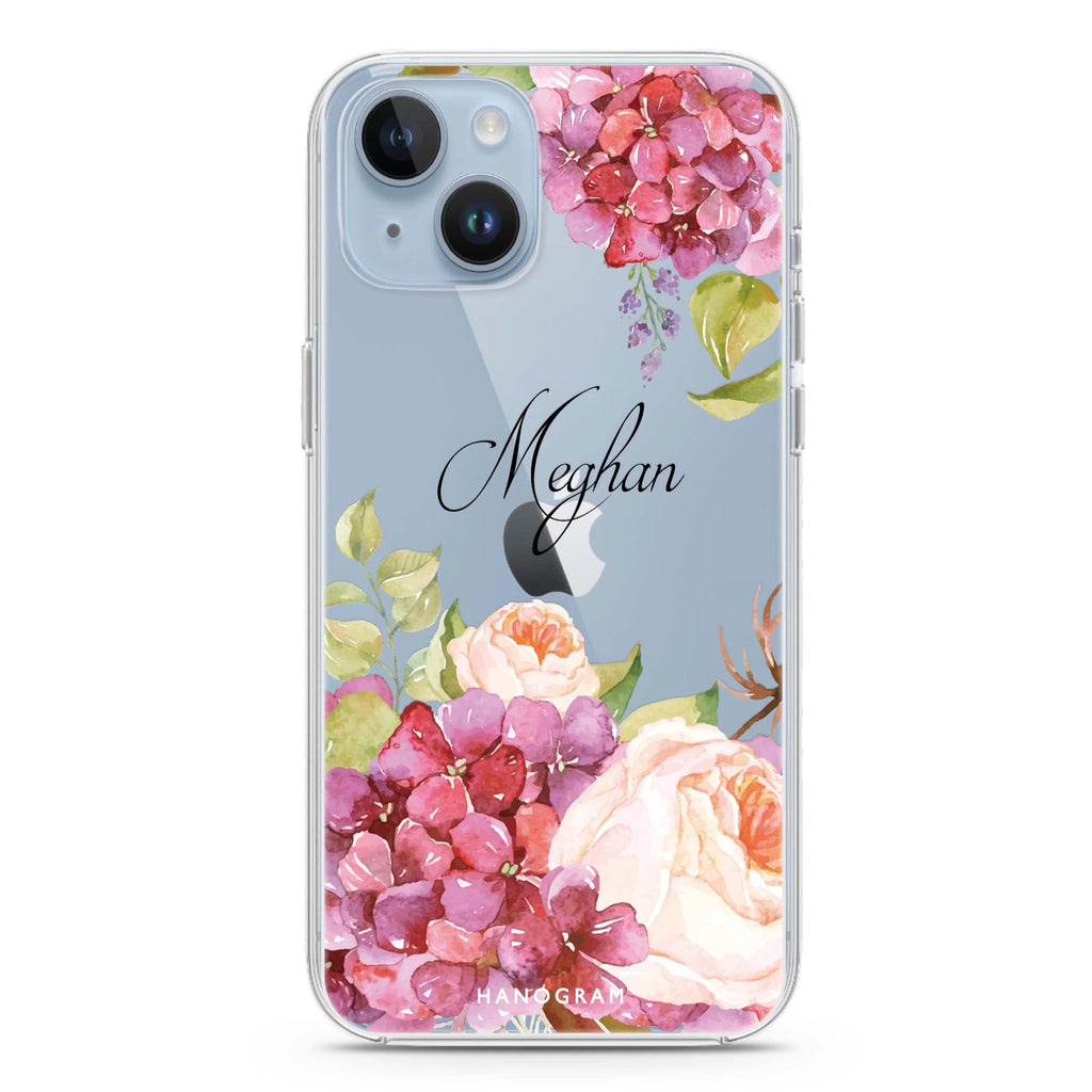 Pretty Floral iPhone 14 plus 水晶透明保護殼