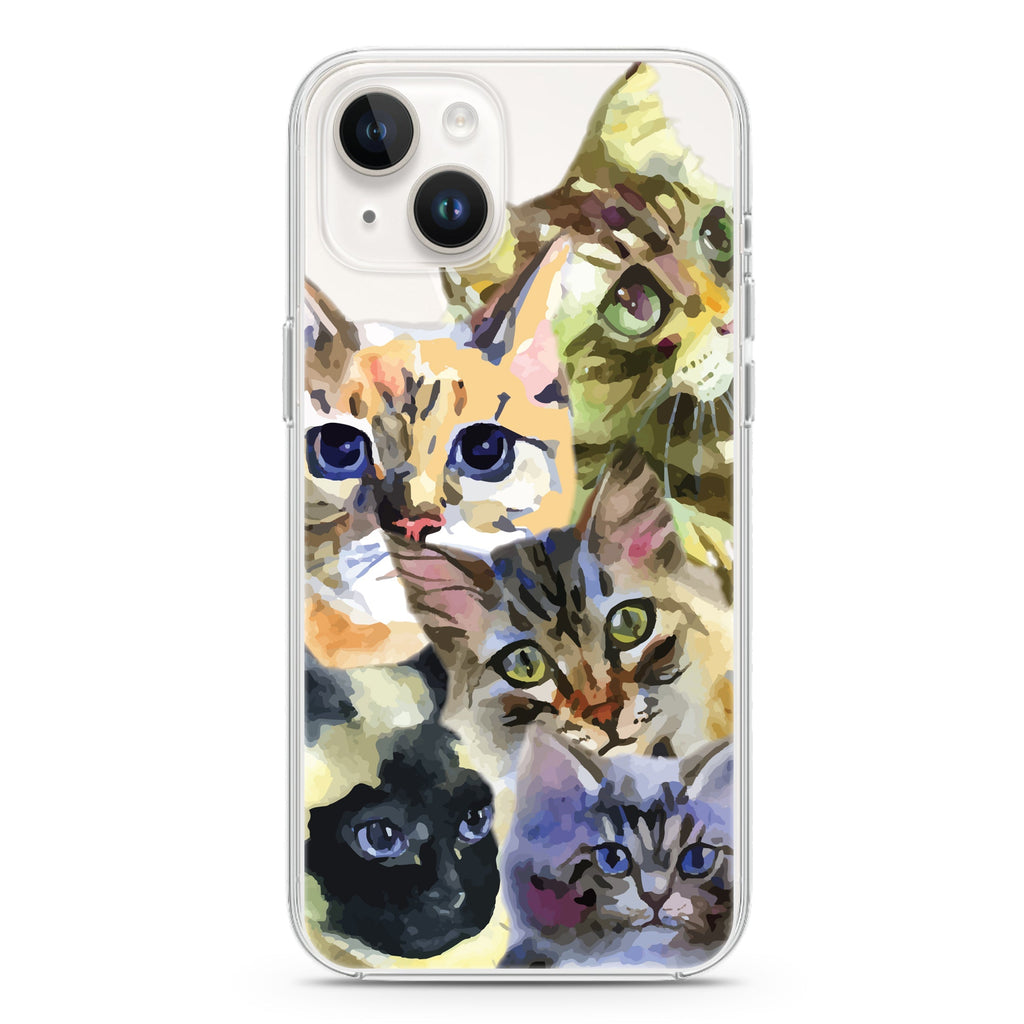 Watercolour Cat iPhone 14 Plus Magsafe 兼容水晶透明保護殼