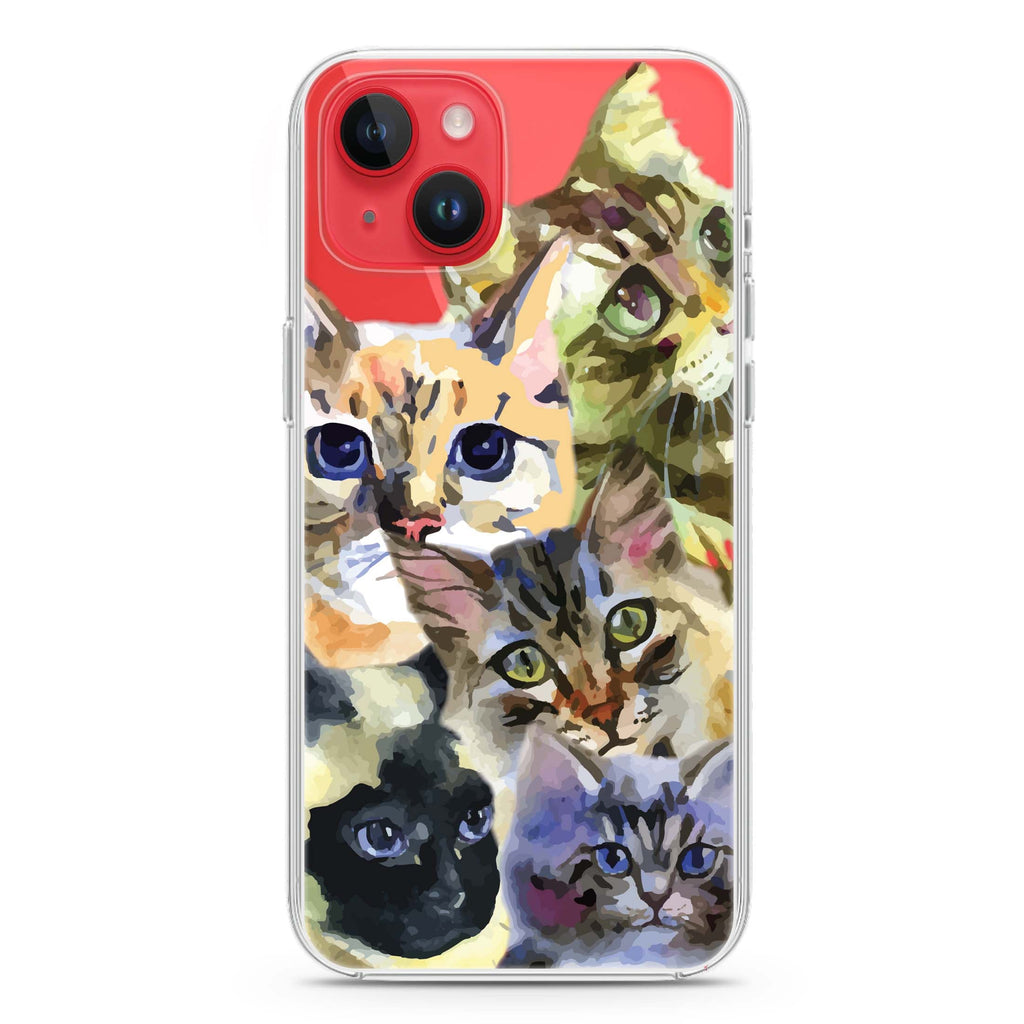 Watercolour Cat iPhone 14 水晶透明保護殼