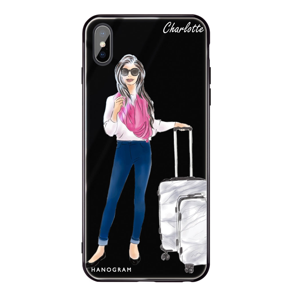 Travel girl II iPhone X 超薄強化玻璃殻