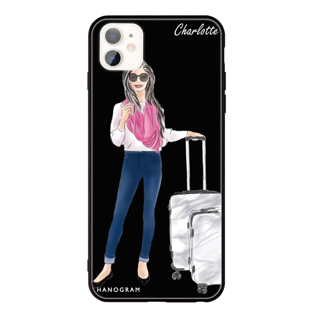 Travel girl II iPhone 11 超薄強化玻璃殻