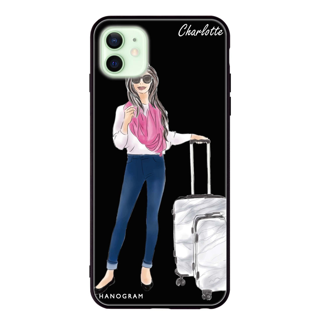 Travel girl II iPhone 12 mini 超薄強化玻璃殻