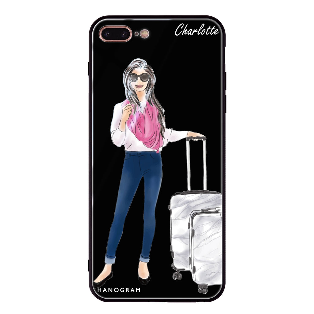 Travel girl II iPhone 8 Plus 超薄強化玻璃殻