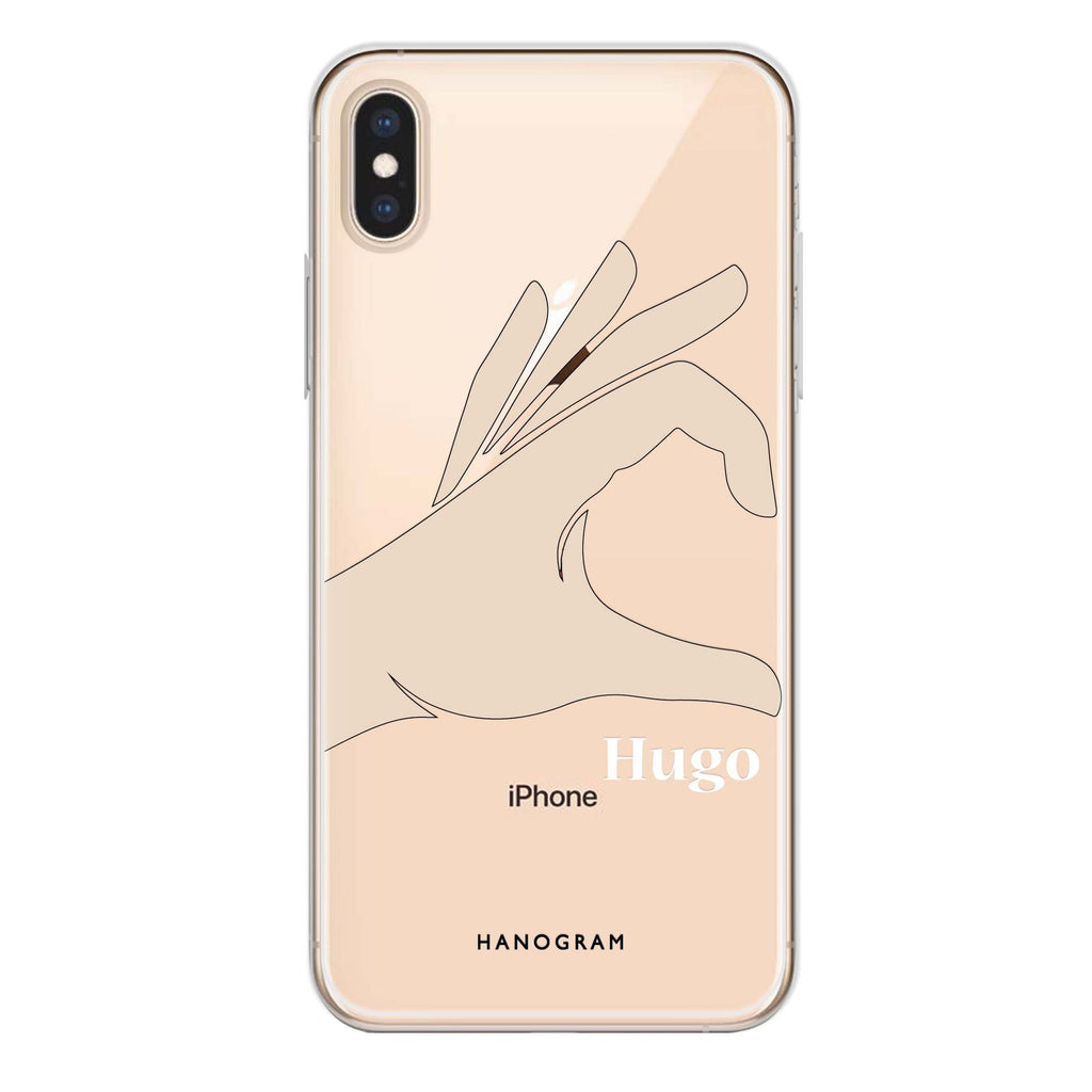 Left Hand heart iPhone XS 水晶透明保護殼