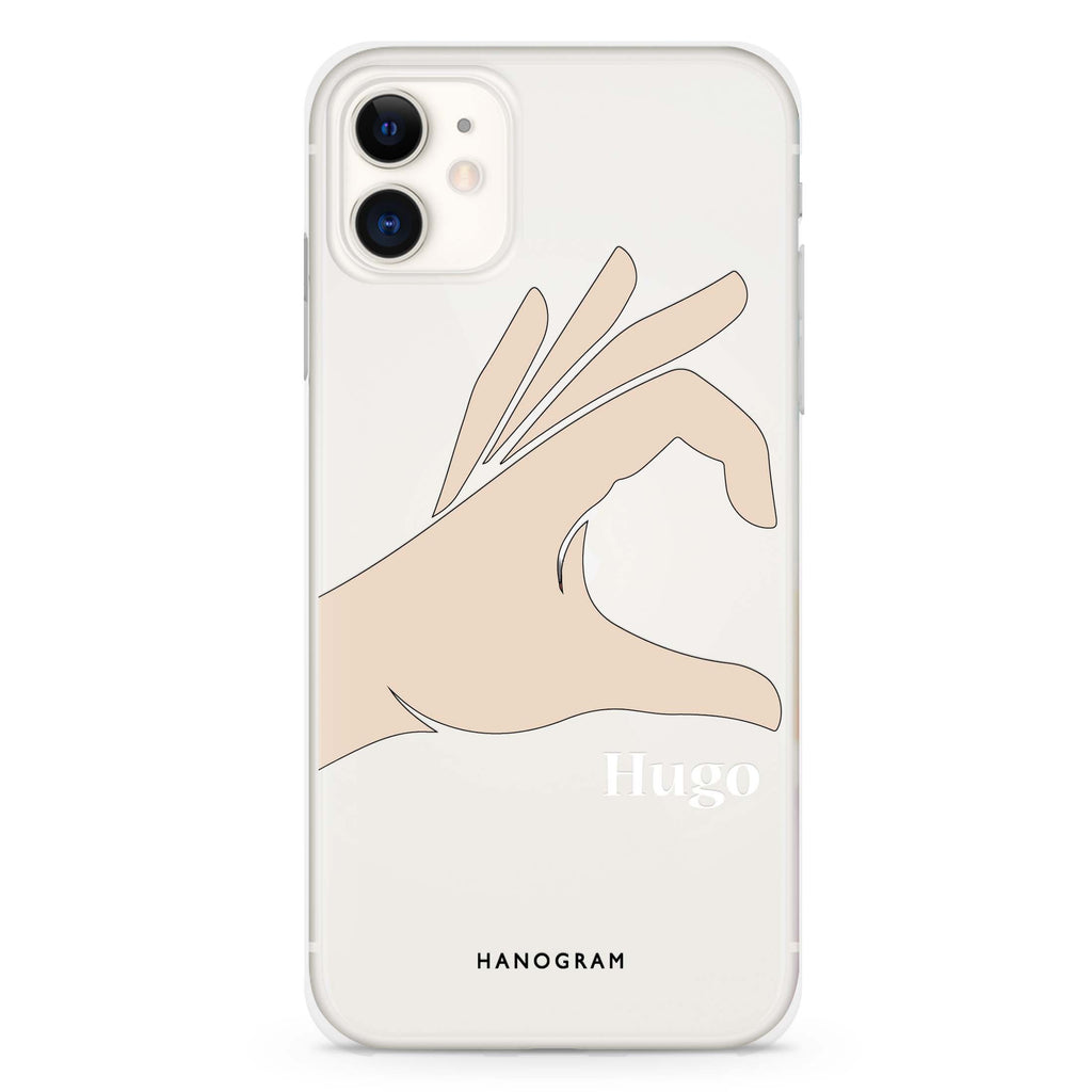 Left Hand heart iPhone 11 水晶透明保護殼