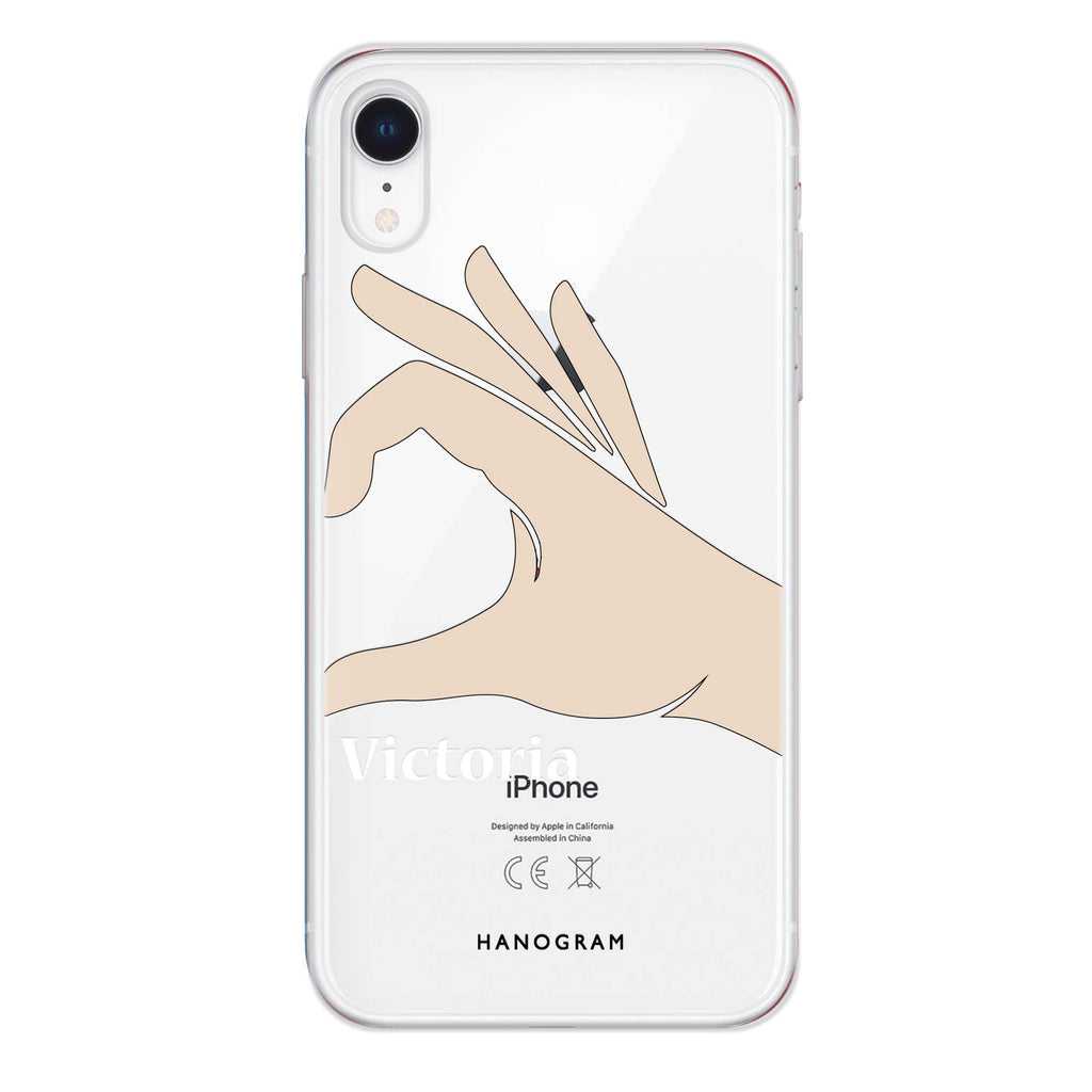 Right Hand heart iPhone XR 水晶透明保護殼