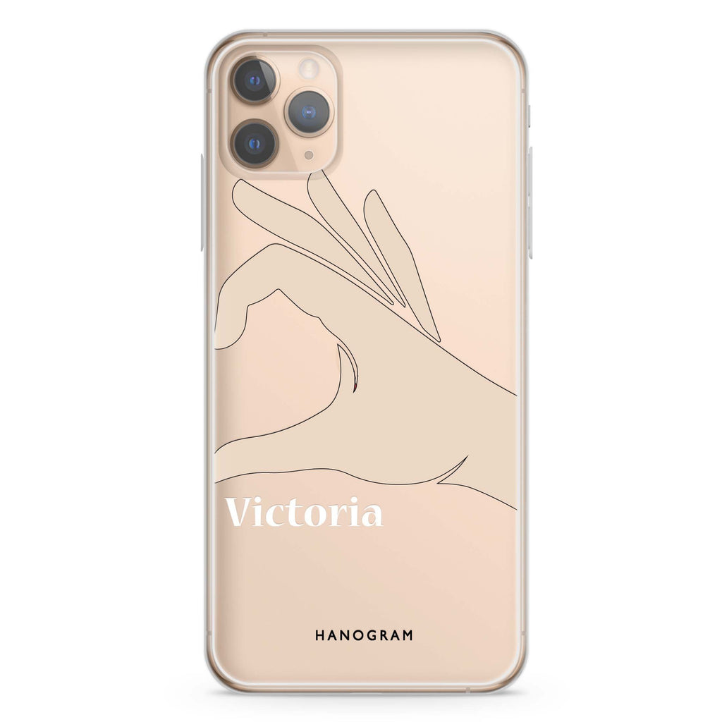 Right Hand heart iPhone 11 Pro Max 水晶透明保護殼