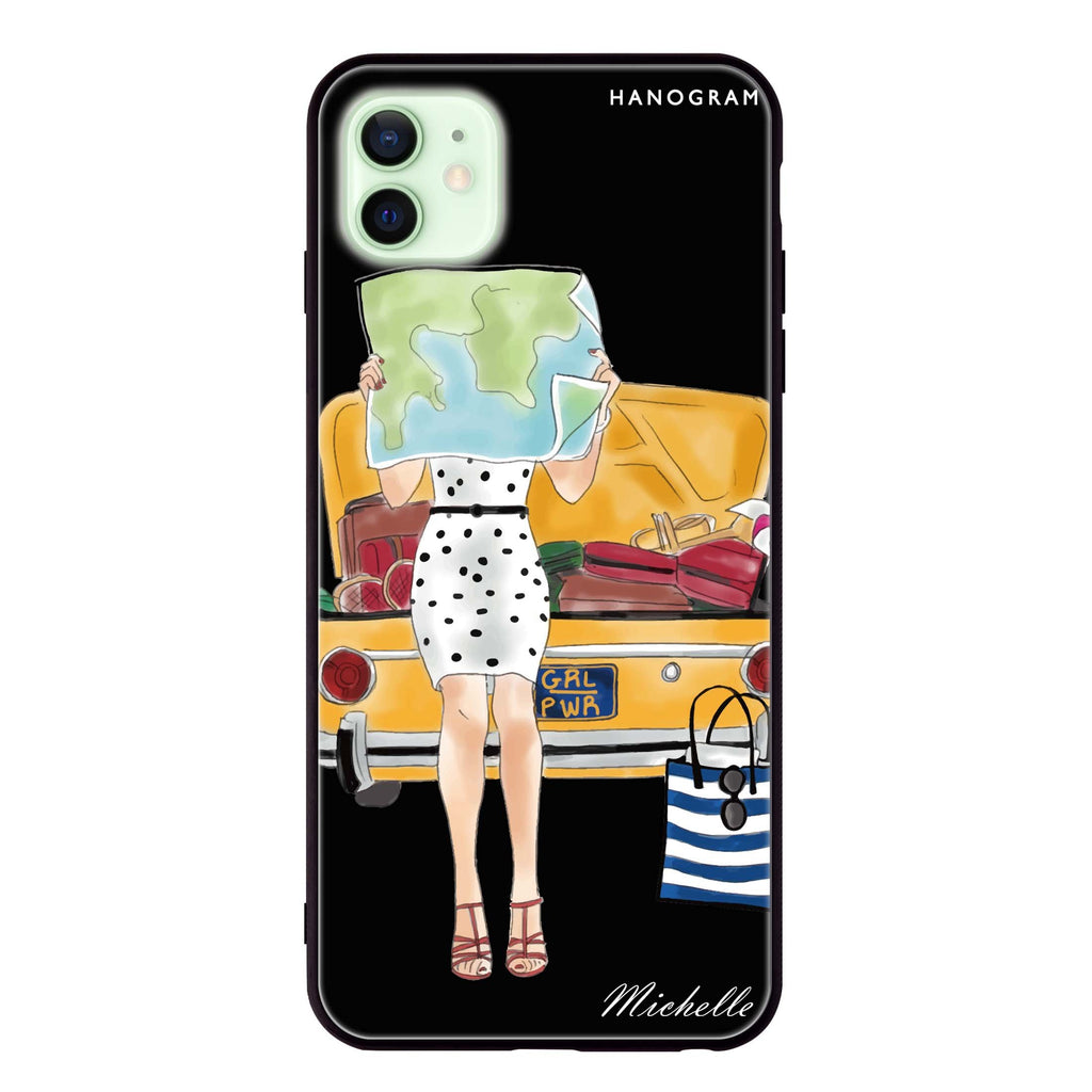 Travel girl III iPhone 12 超薄強化玻璃殻