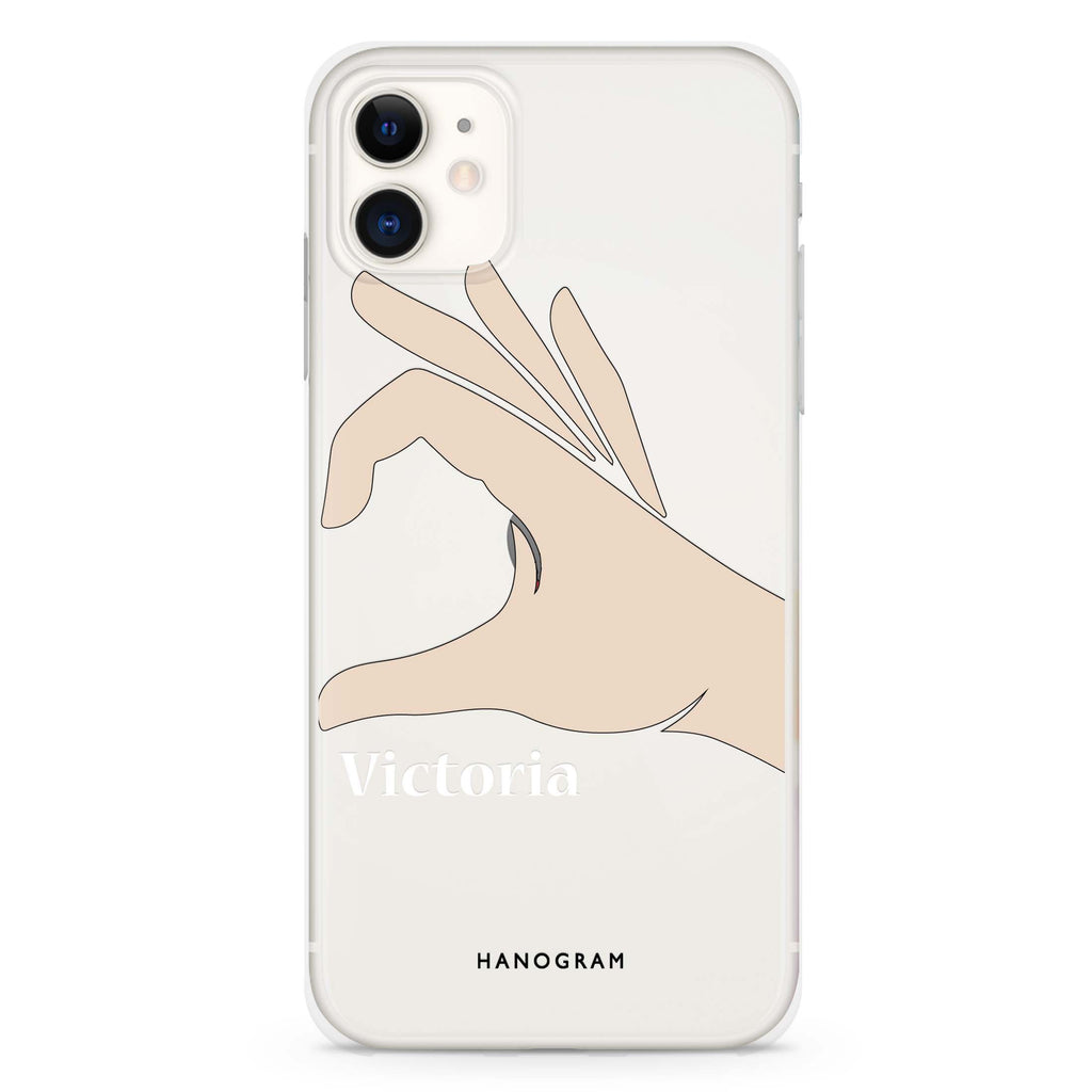 Right Hand heart iPhone 11 水晶透明保護殼