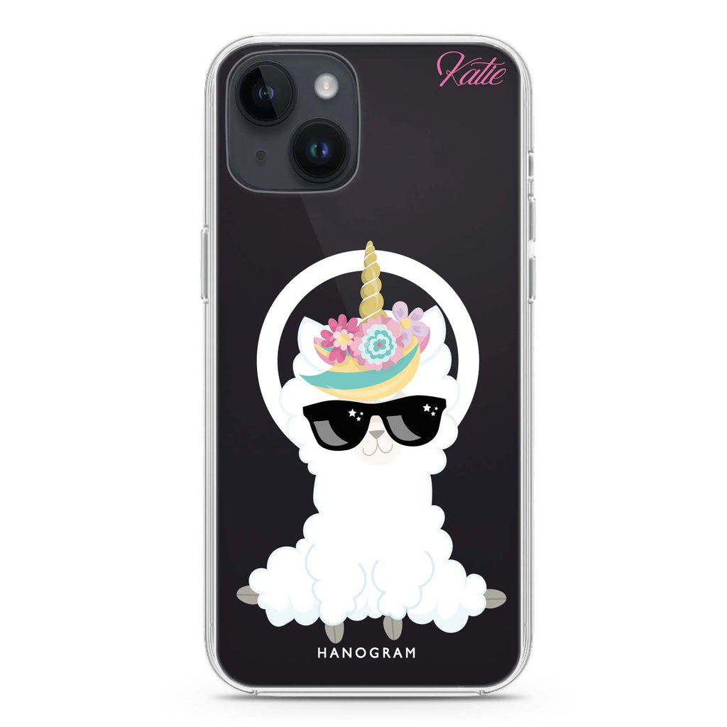 Sunglasses llamacorn iPhone 14 Magsafe 兼容水晶透明保護殼