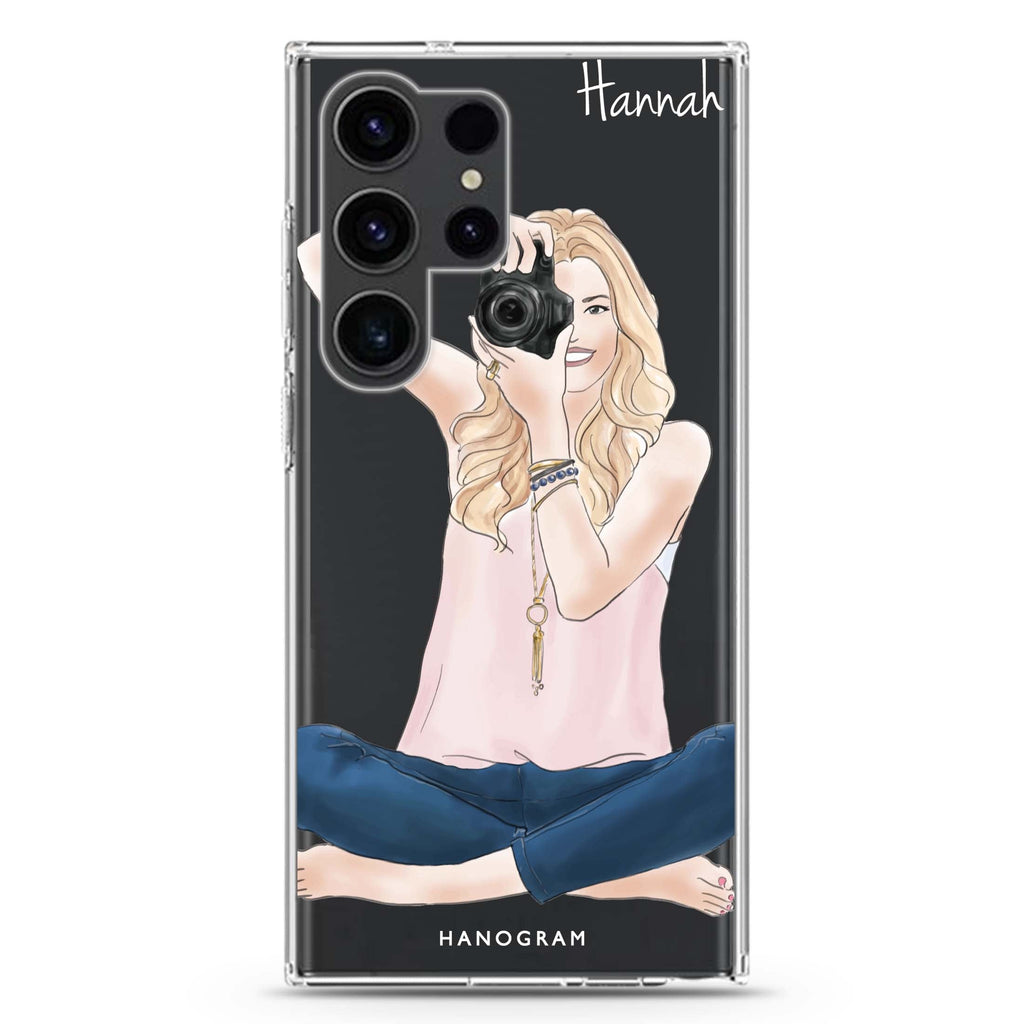 Camera girl I Samsung Galaxy Ultra 可加名字透明保護殼，適用 S26/S25/S24/S23 Ultra，圖1