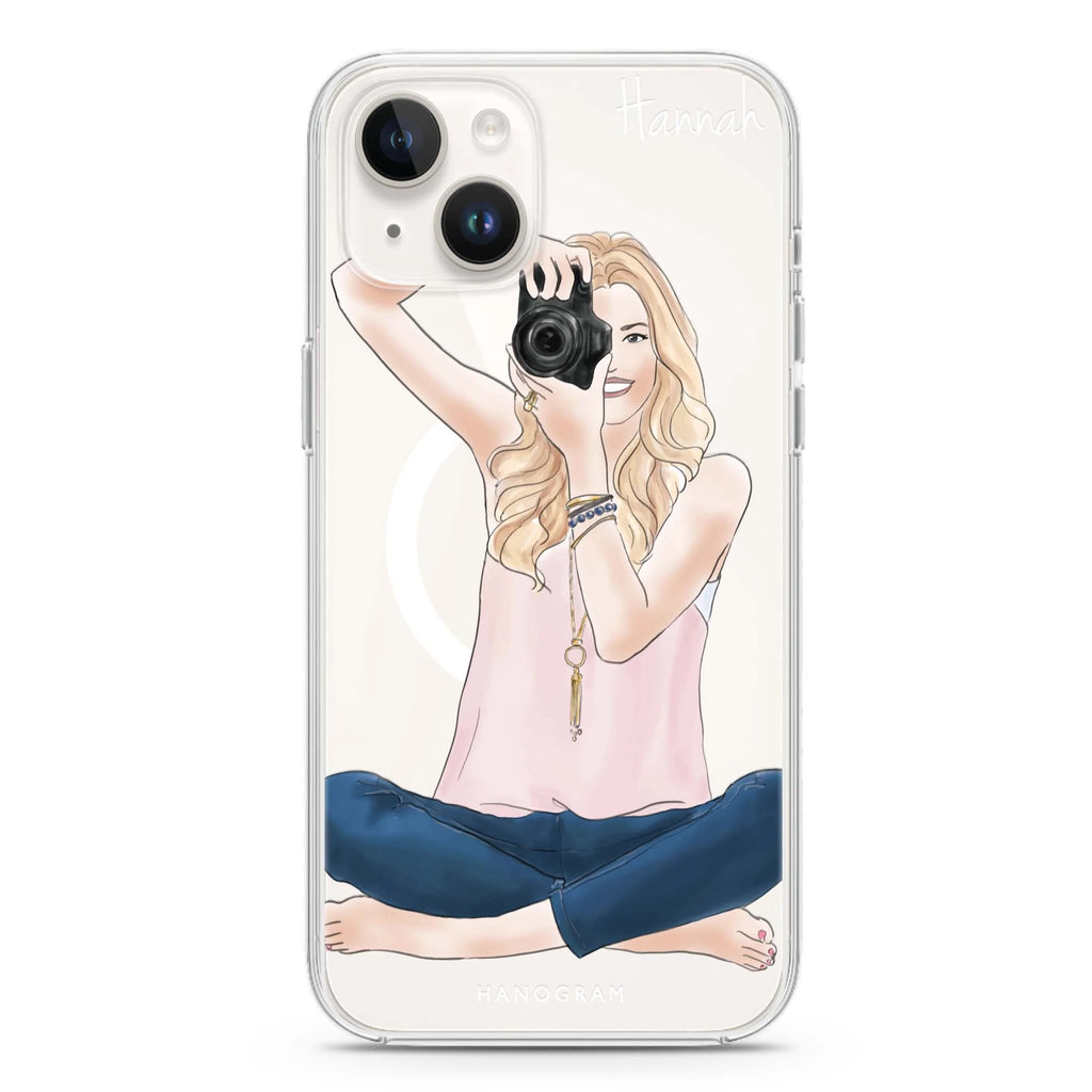 Camera girl I iPhone 14 Plus Magsafe 兼容水晶透明保護殼