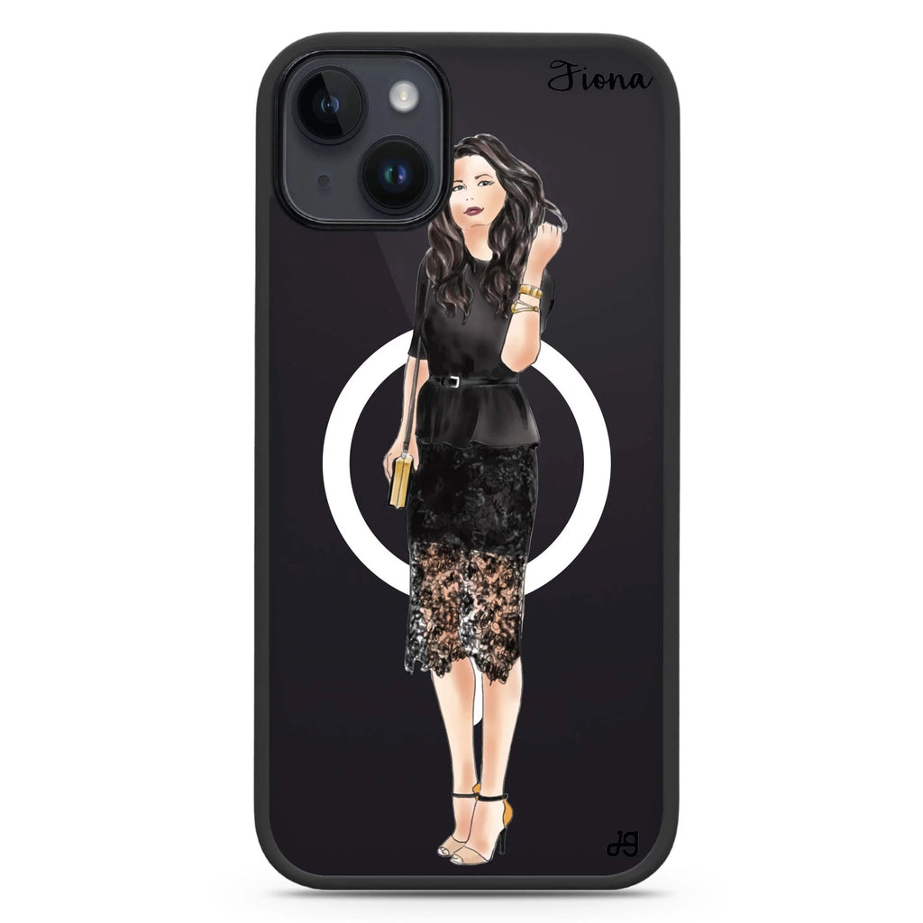 Black lace girl I iPhone 14 Plus Magsafe 兼容防衝擊保護殼