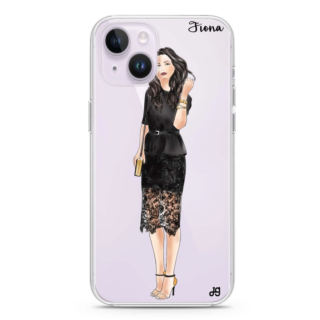 Black lace girl I iPhone 14 水晶透明保護殼