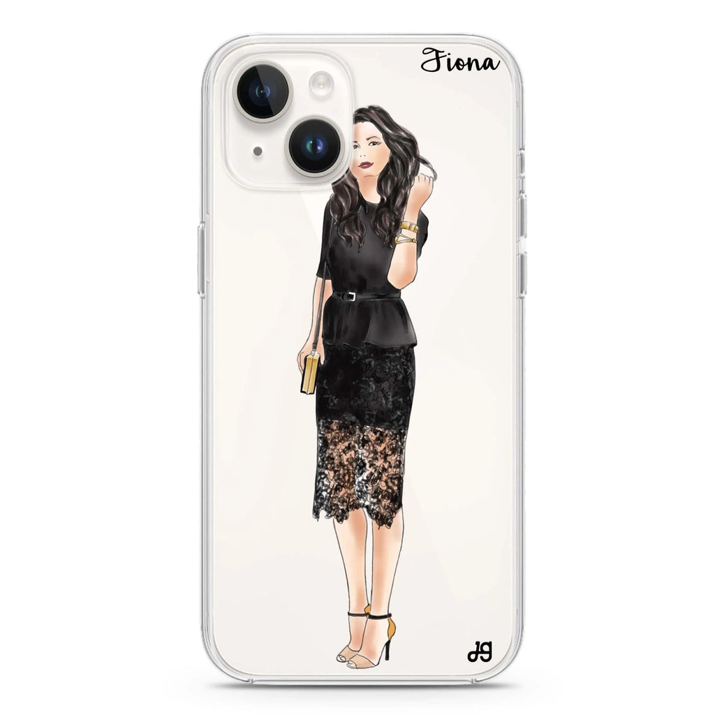 Black lace girl I iPhone 14 plus 水晶透明保護殼