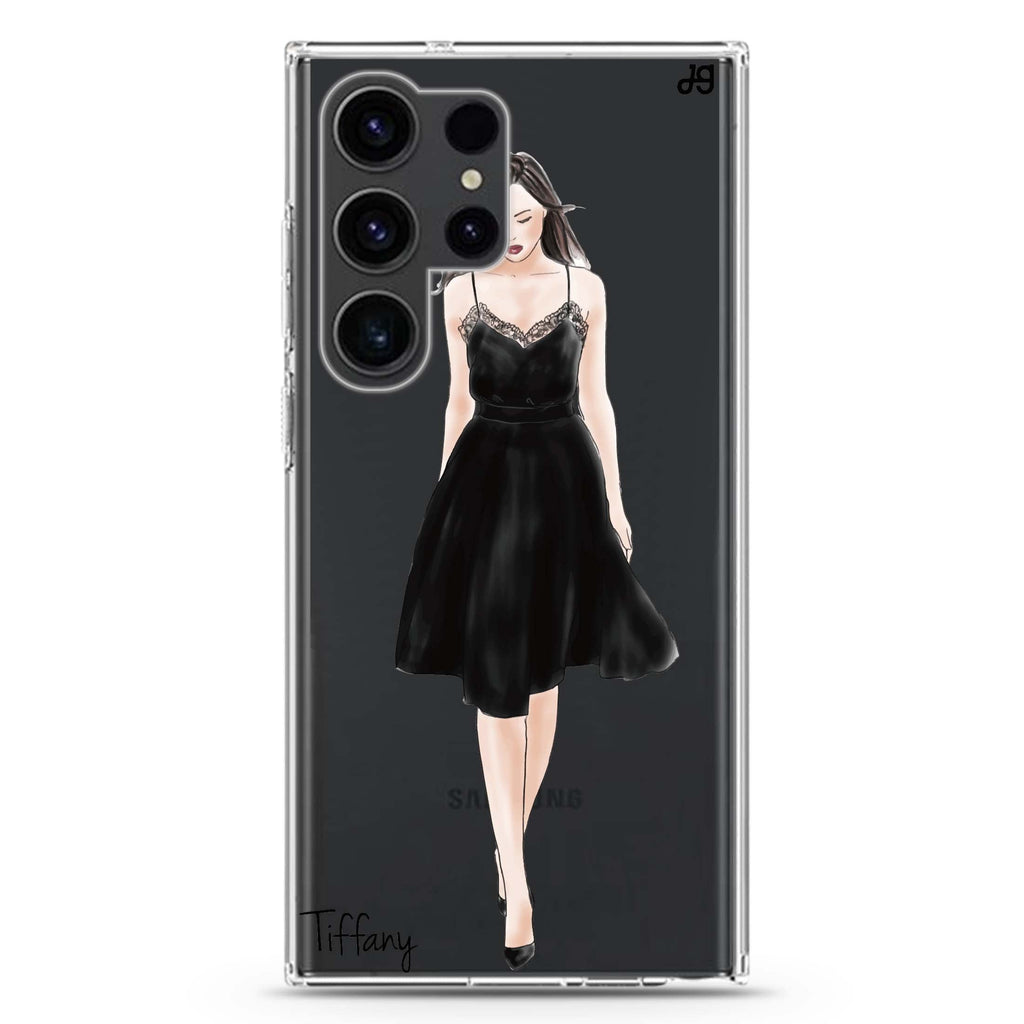 Black lace girl II Samsung Galaxy Ultra 可加名字透明保護殼，適用 S26/S25/S24/S23 Ultra，圖1