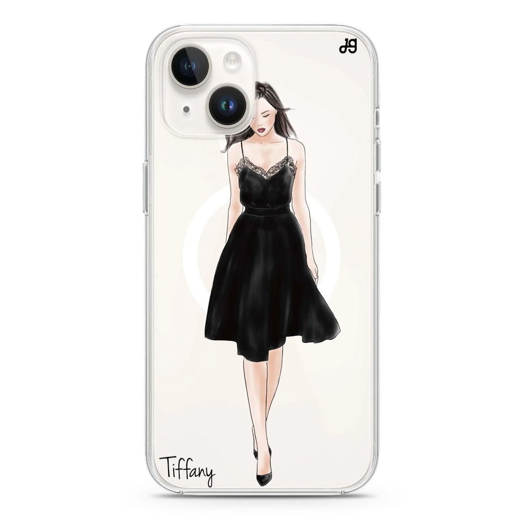 Black lace girl II iPhone 14 Magsafe 兼容水晶透明保護殼