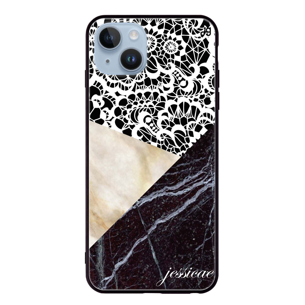 Marble Lace iPhone 13 Mini 超薄強化玻璃殻