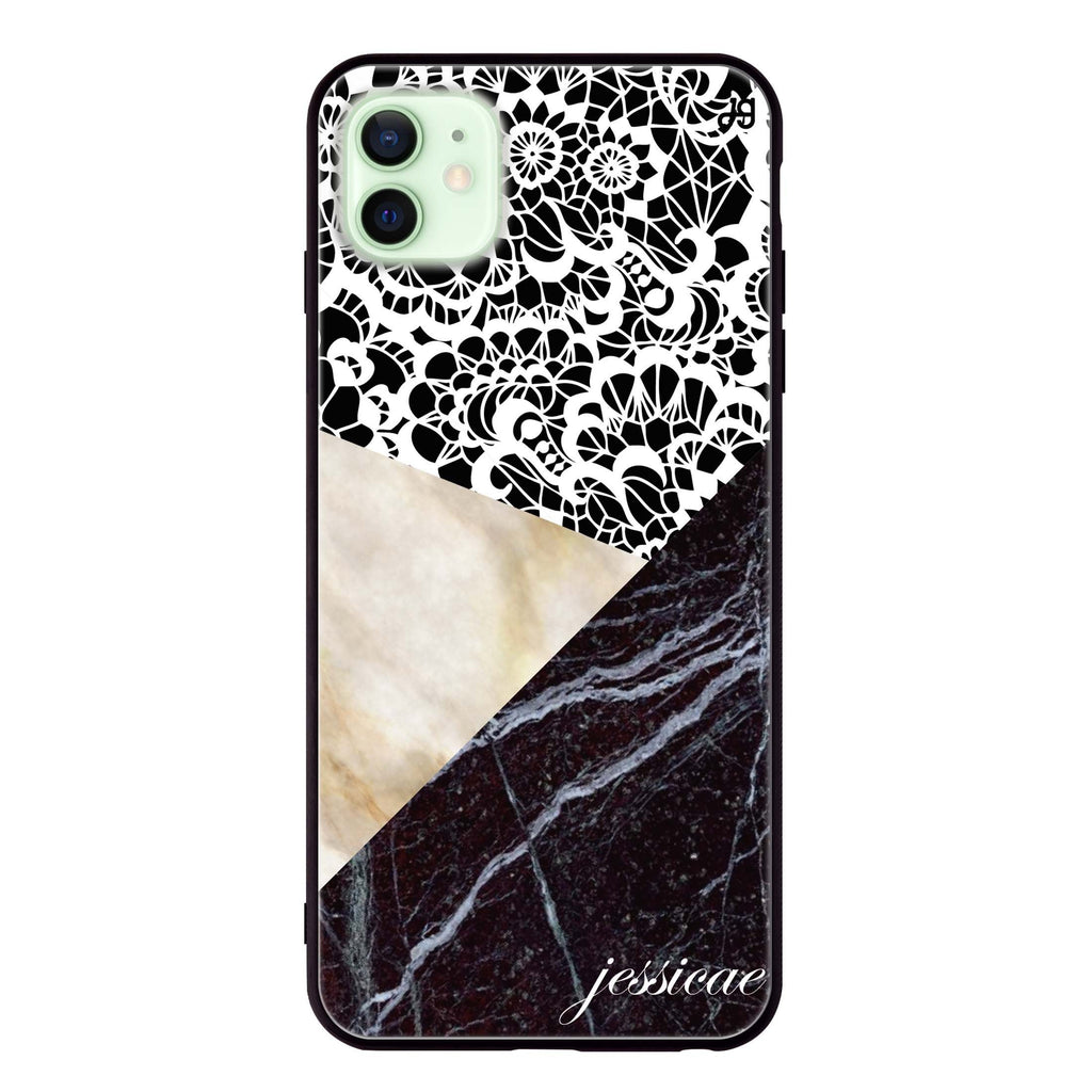Marble Lace iPhone 12 mini 超薄強化玻璃殻