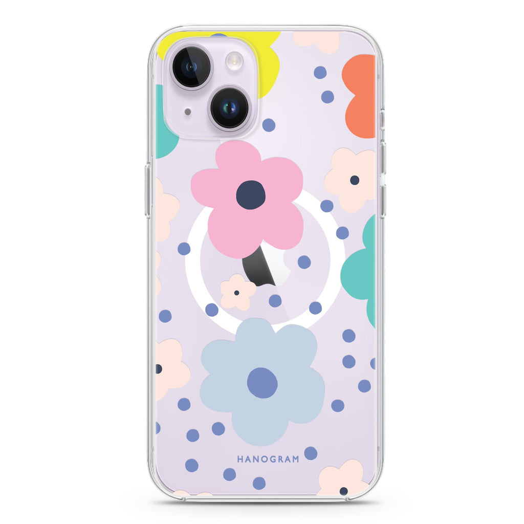 Cute Flower iPhone 14 Magsafe 兼容水晶透明保護殼