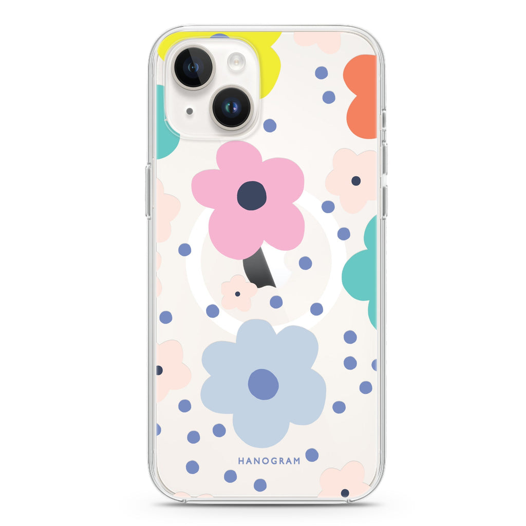 Cute Flower iPhone 14 Plus Magsafe 兼容水晶透明保護殼