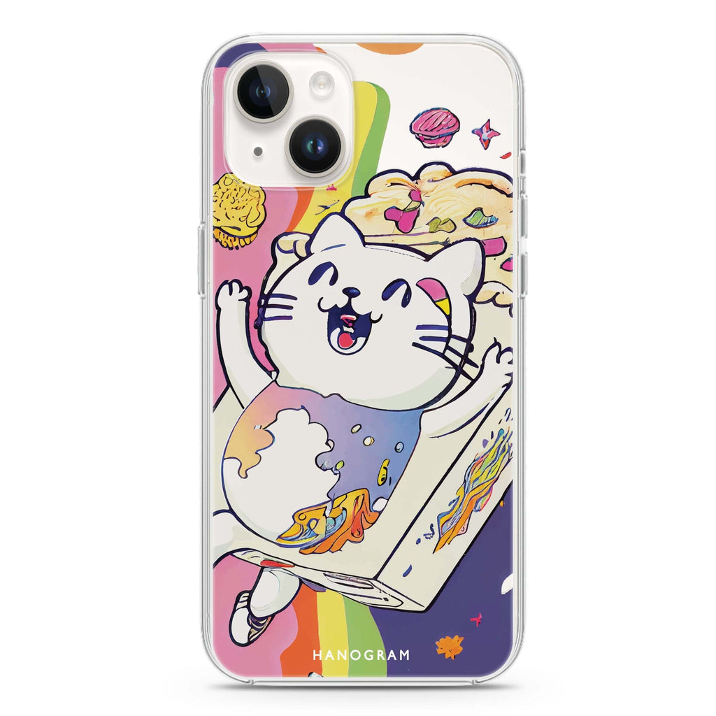 Rainbow Cat iPhone 14 Magsafe 兼容水晶透明保護殼