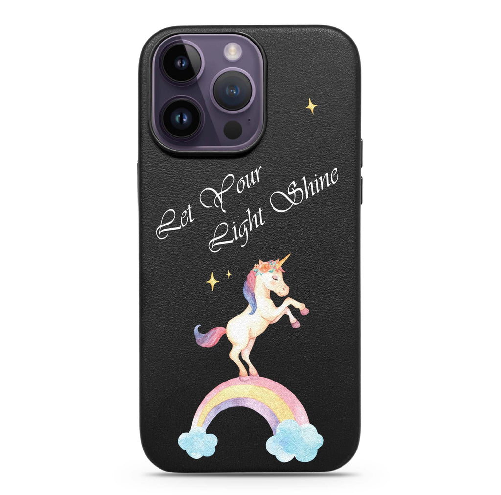 Rainbow Unicorn Magsafe 兼容皮革保護殼