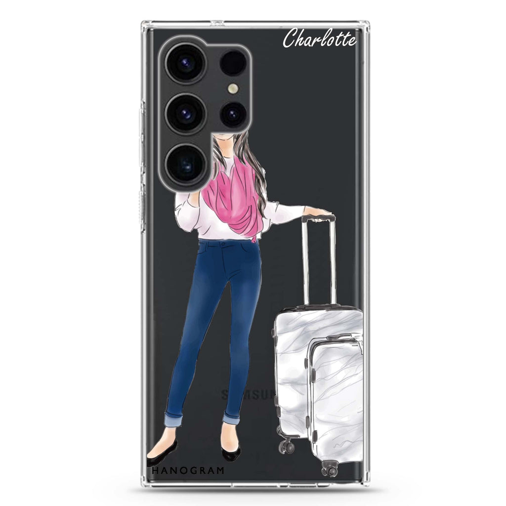 Travel girl II Samsung Galaxy Ultra 可加名字透明保護殼，適用 S26/S25/S24/S23 Ultra，圖1
