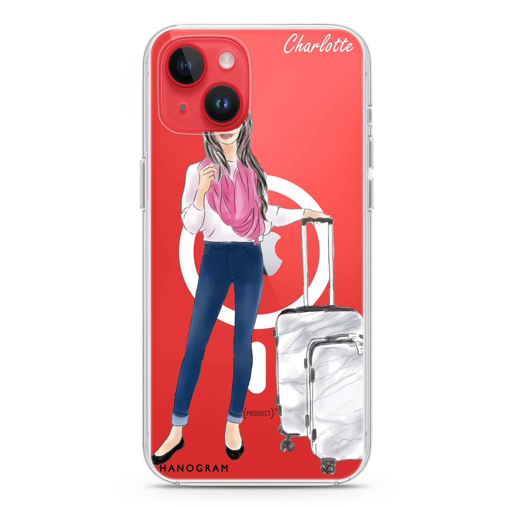 Travel girl II iPhone 14 Plus Magsafe 兼容水晶透明保護殼