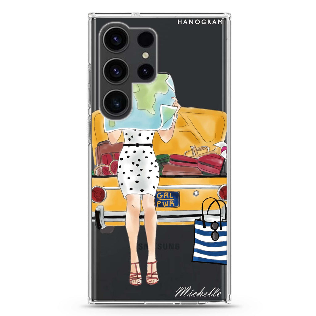 Travel girl III Samsung Galaxy Ultra 可加名字透明保護殼，適用 S26/S25/S24/S23 Ultra，圖1