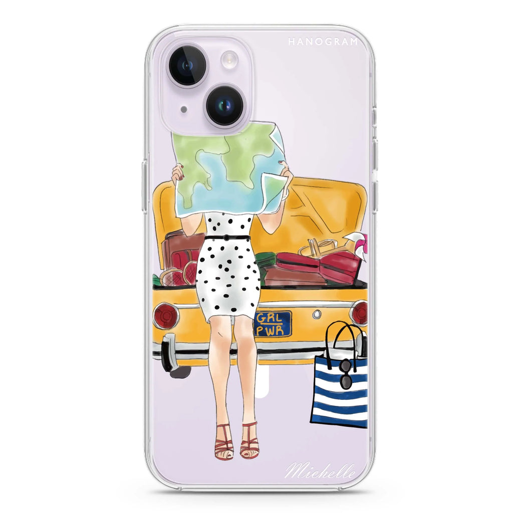 Travel girl III iPhone 14 Plus Magsafe 兼容水晶透明保護殼