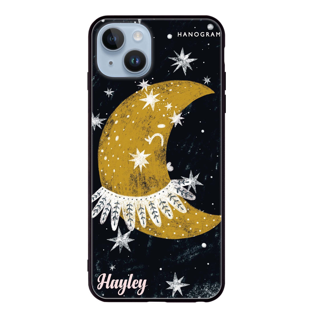 Cute Half Moon iPhone 13 Mini 超薄強化玻璃殻