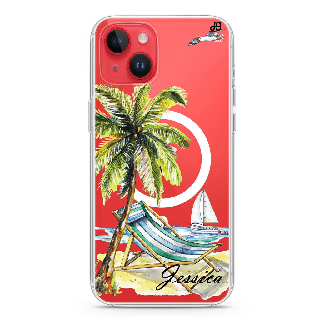 Summer on the beach iPhone 14 Plus Magsafe 兼容水晶透明保護殼