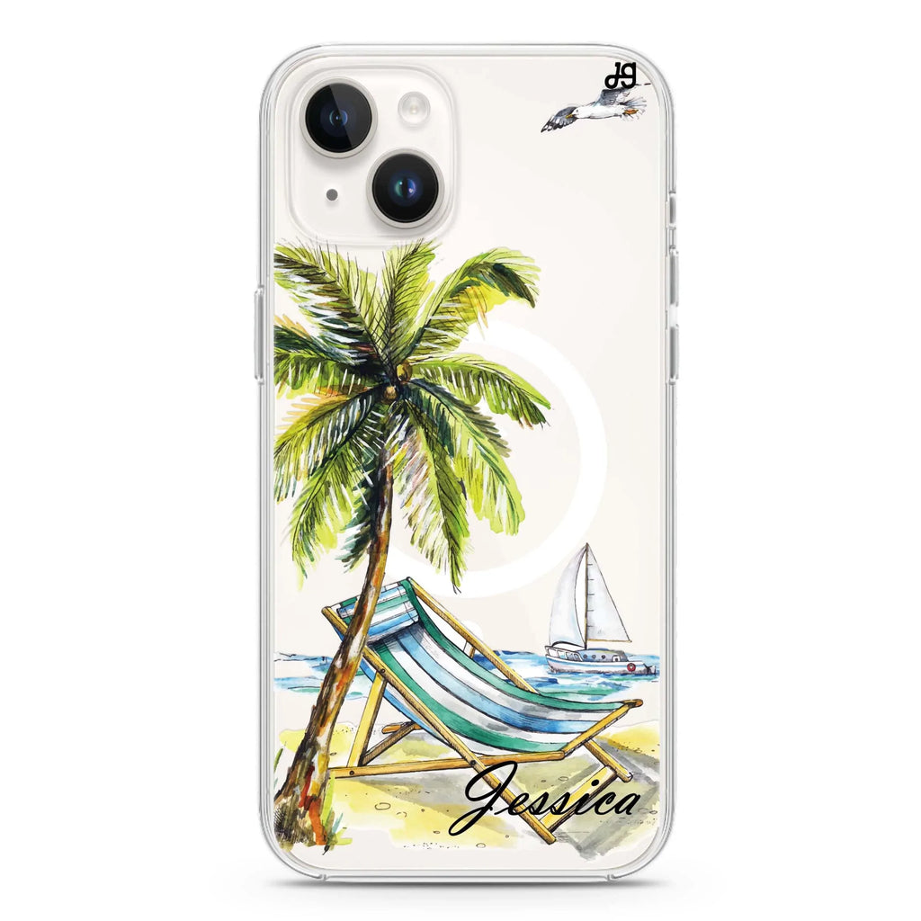 Summer on the beach iPhone 14 Magsafe 兼容水晶透明保護殼