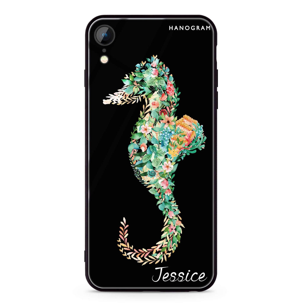 Floral Seahorse iPhone XR 超薄強化玻璃殻
