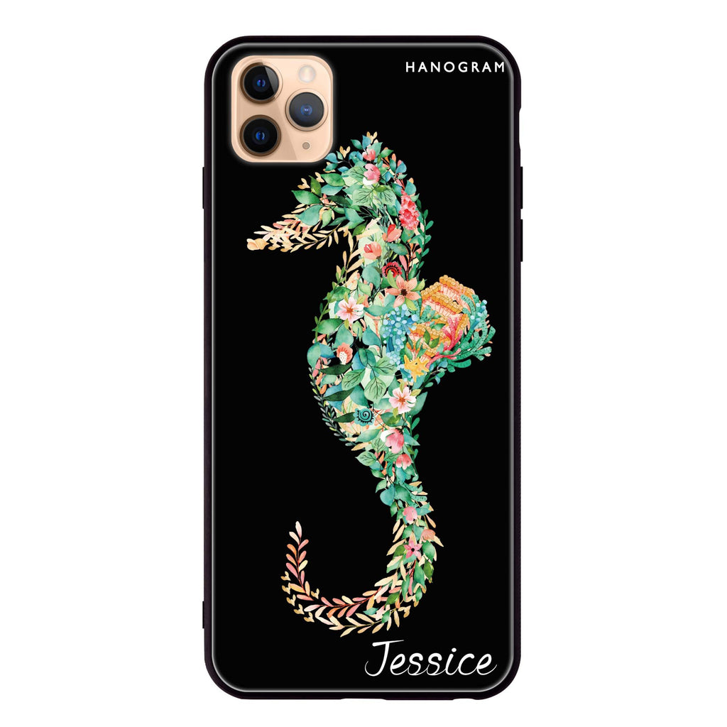 Floral Seahorse iPhone 11 Pro Max 超薄強化玻璃殻