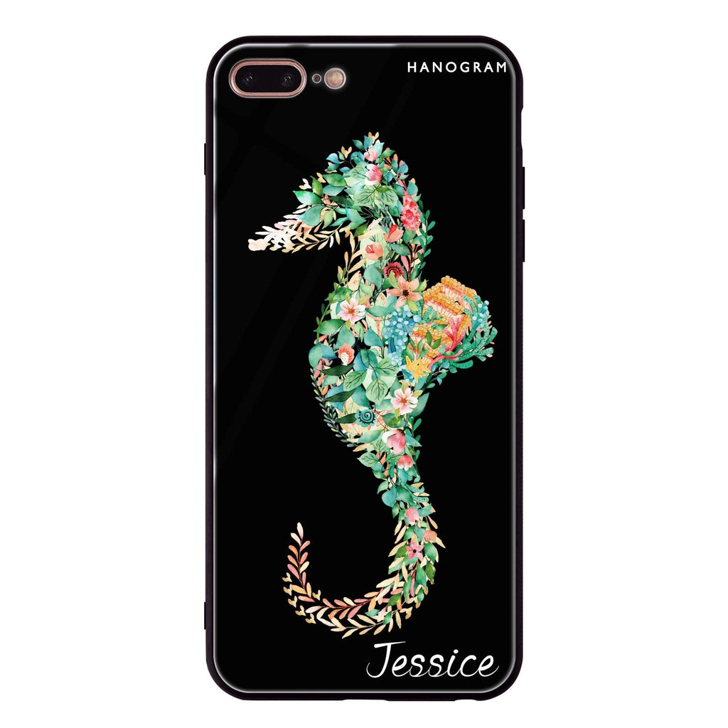 Floral Seahorse iPhone 8 Plus 超薄強化玻璃殻