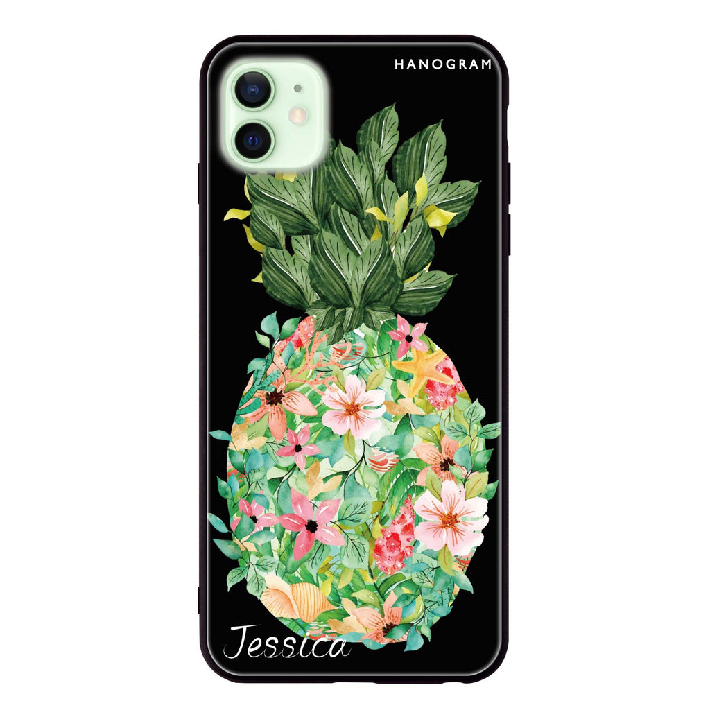 Floral Pineapple iPhone 12 mini 超薄強化玻璃殻
