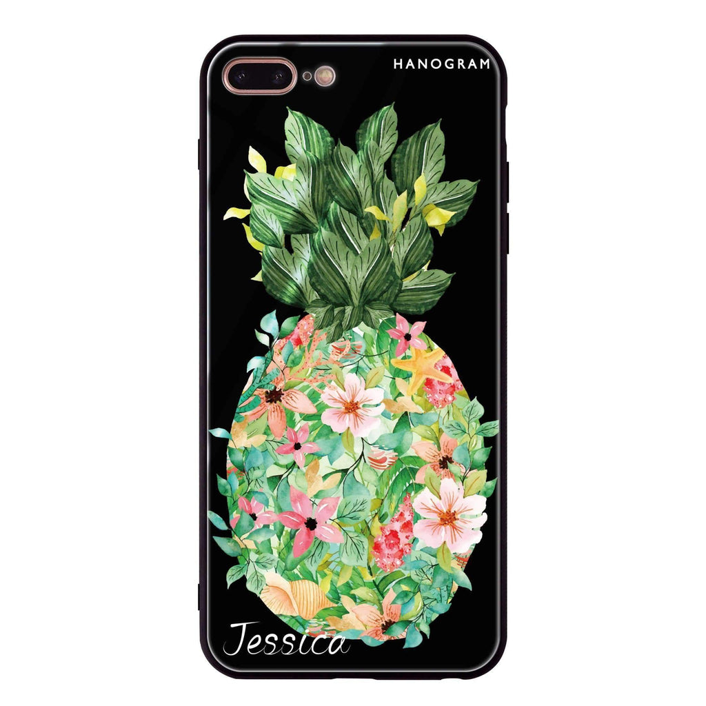 Floral Pineapple iPhone 7 Plus 超薄強化玻璃殻