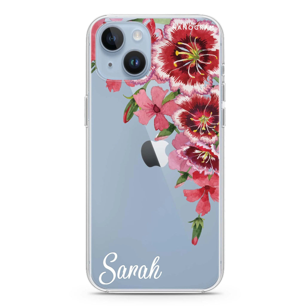 Red watercolour Floral iPhone 14 水晶透明保護殼