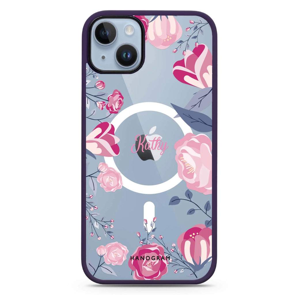 Trendy Flowers iPhone 14 Plus Magsafe 兼容防衝擊保護殼